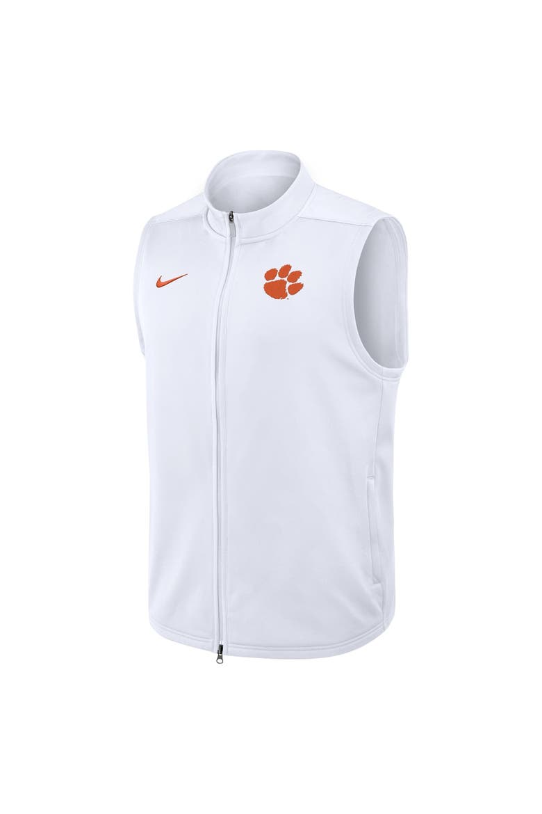 Men's Nike White Clemson Tigers Primetime Victory Therma-FIT Full-Zip Vest, Alternate, color, White