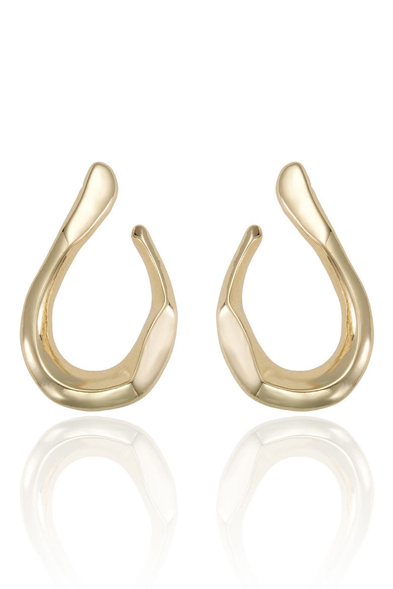 Curved Statement Hoop Earrings, Alternate, color, GOLD