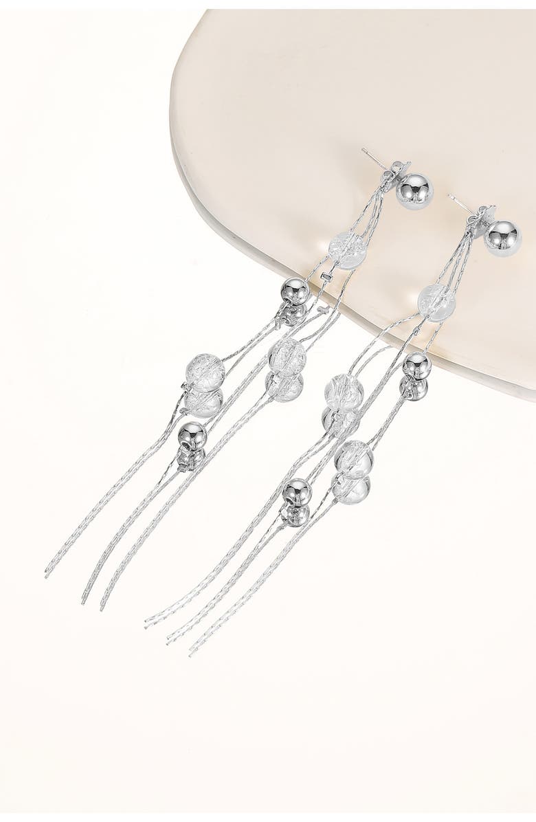 Classicharms FrostLily Azeztulite Crystal and Bead Drop Earrings, Alternate, color, Silver