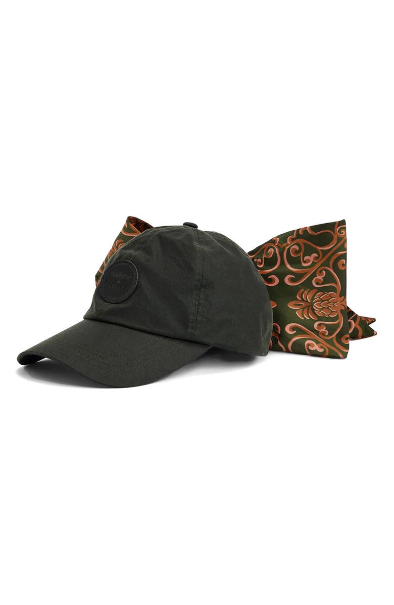 Barbour x Farm Rio Alice Baseball Cap, Main, color, Fern/Green Heart