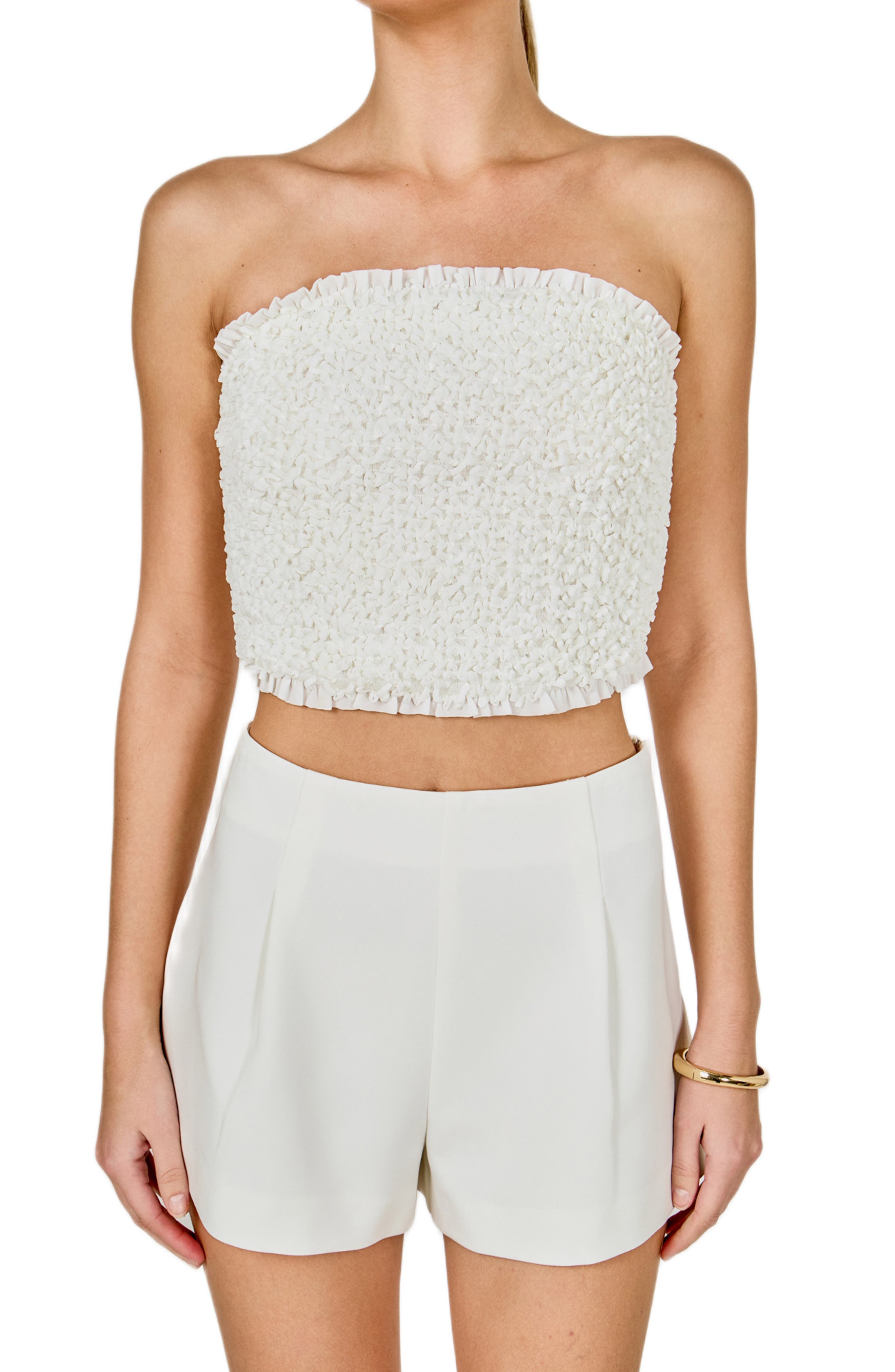 Smocked Crop Tube Top