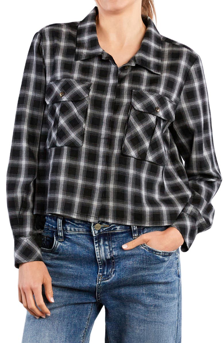 Billy T Lucky Plaid Button-Up Shirt, Alternate, color, Smoke Plaid