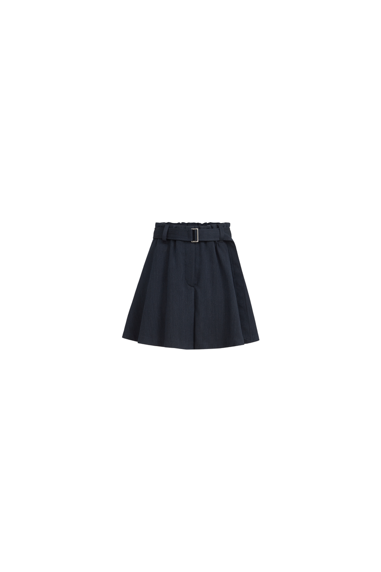 Virgin wool crêpe chevron skirt-pants with monili, Alternate, color, Navy Blue