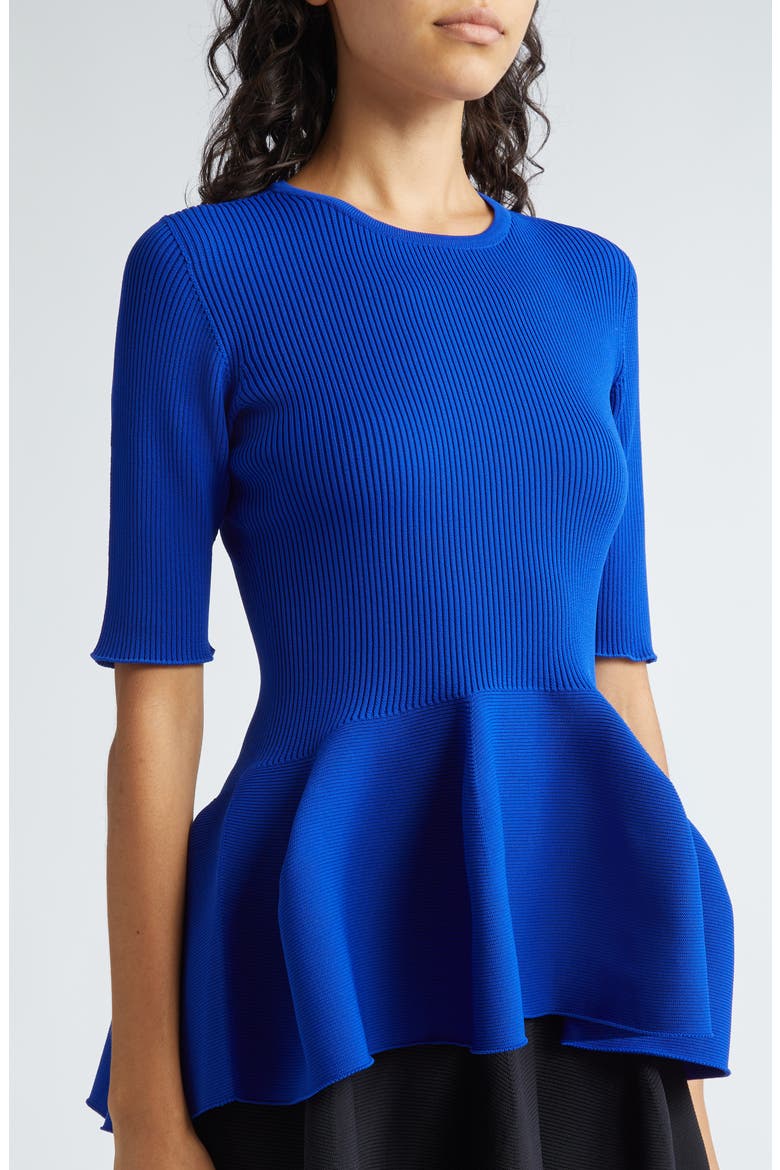 Pottery Rib Peplum Top, Alternate, color, BLUE