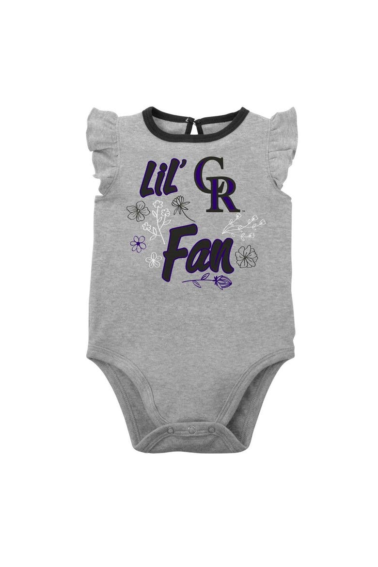 Girls Newborn & Infant Black/Heather Gray Colorado Rockies Little Fan Two-Pack Bodysuit Set, Alternate, color, Black