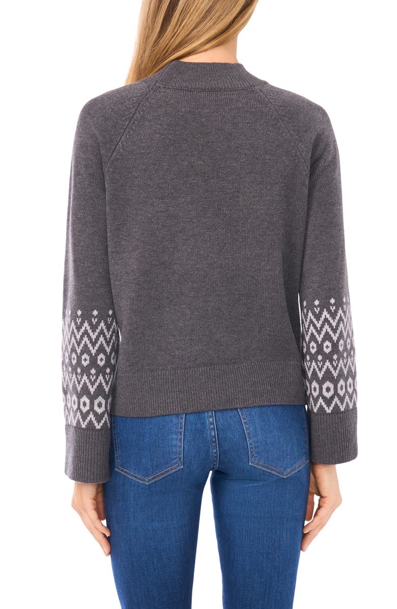 Halogen<sup>®</sup> Fair Isle Accent Mock Neck Sweater, Alternate, color, Smokey Black