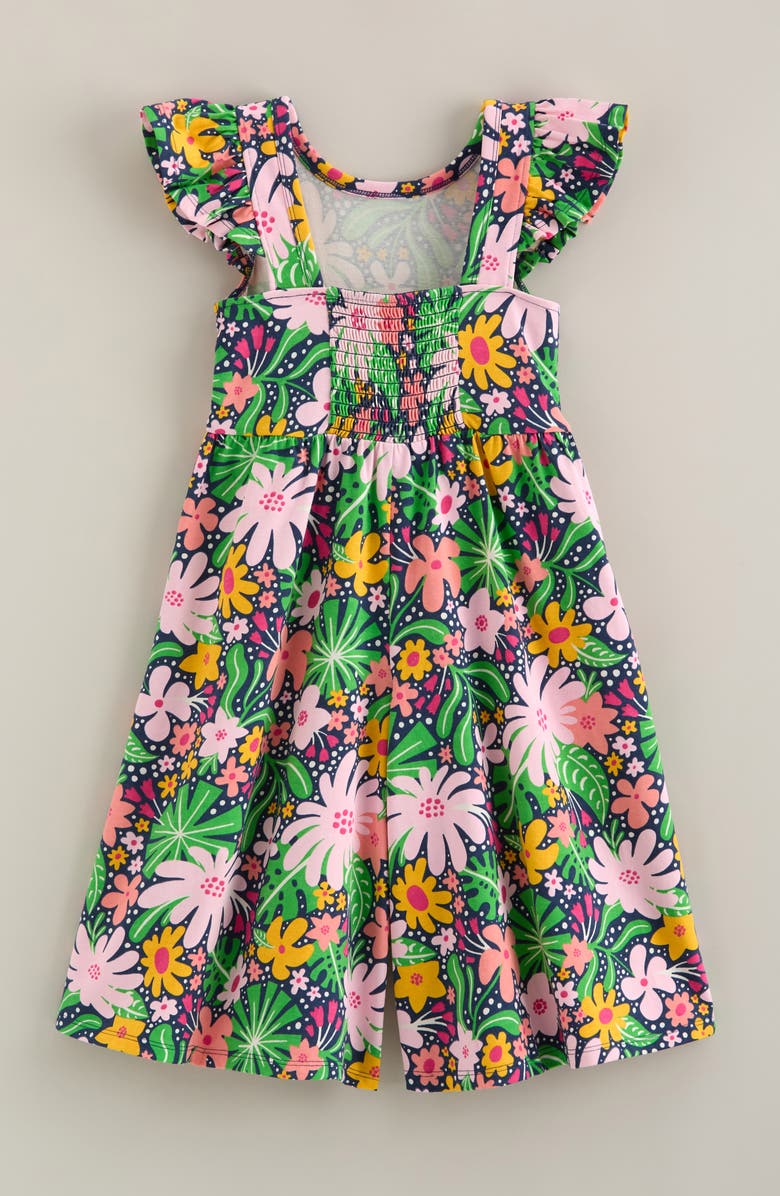 Tucker + Tate Kids' Print Flutter Sleeve Romper, Alternate, color, Navy Tropical Floral