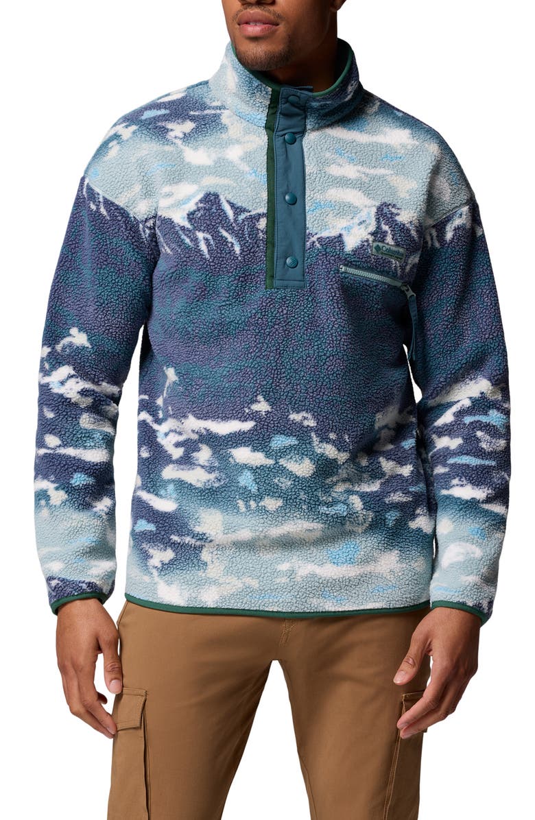 Columbia Helvetia II Print Fleece Pullover, Main, color, Crushed Blue Sisters