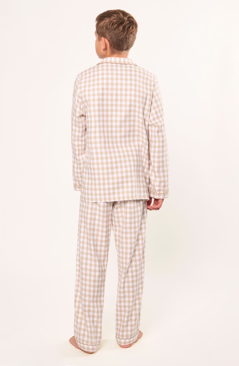 Petite Plume Kids' Gingham Two-Piece Pajamas, Alternate, color, Beige
