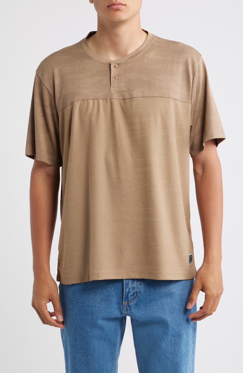 Brixton Journey Tiger Camo Short Sleeve Henley, Main, color, Desert Tiger Camo