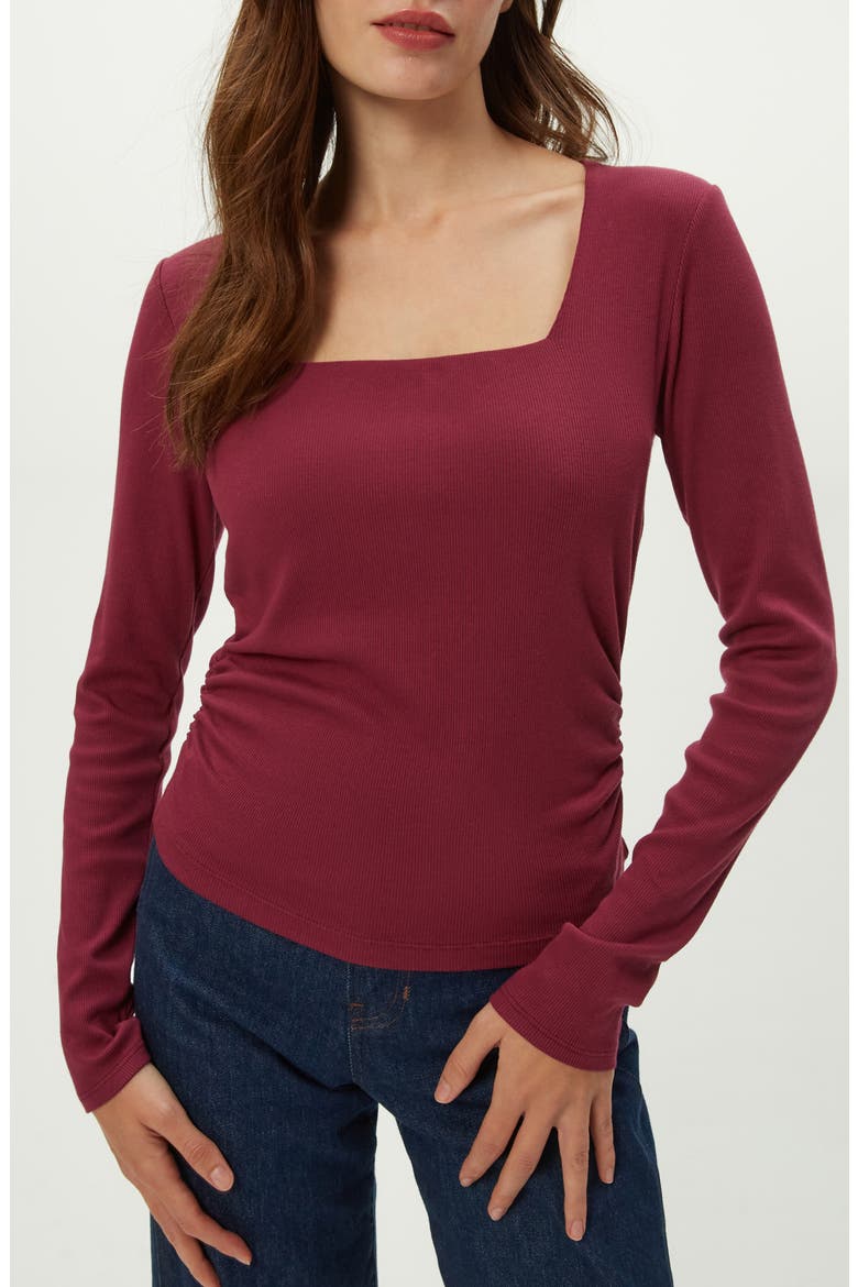 Sarah Long Sleeve Square Neck T-Shirt, Alternate, color, GARNET