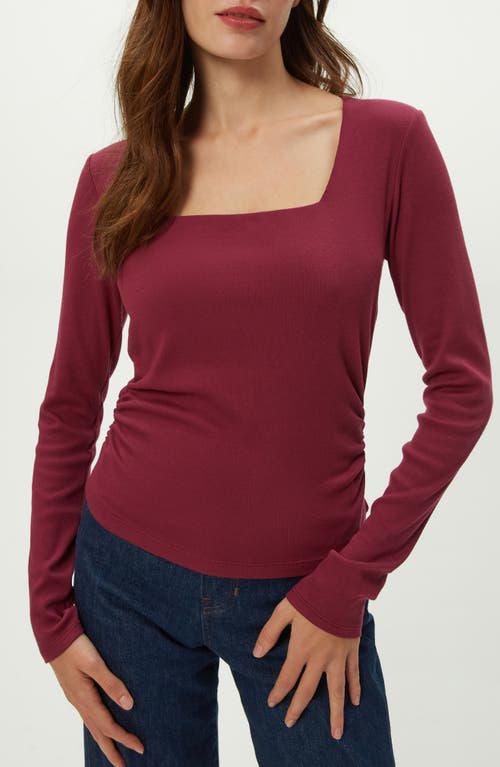Michael Stars Sarah Long Sleeve Square Neck T-shirt In Red