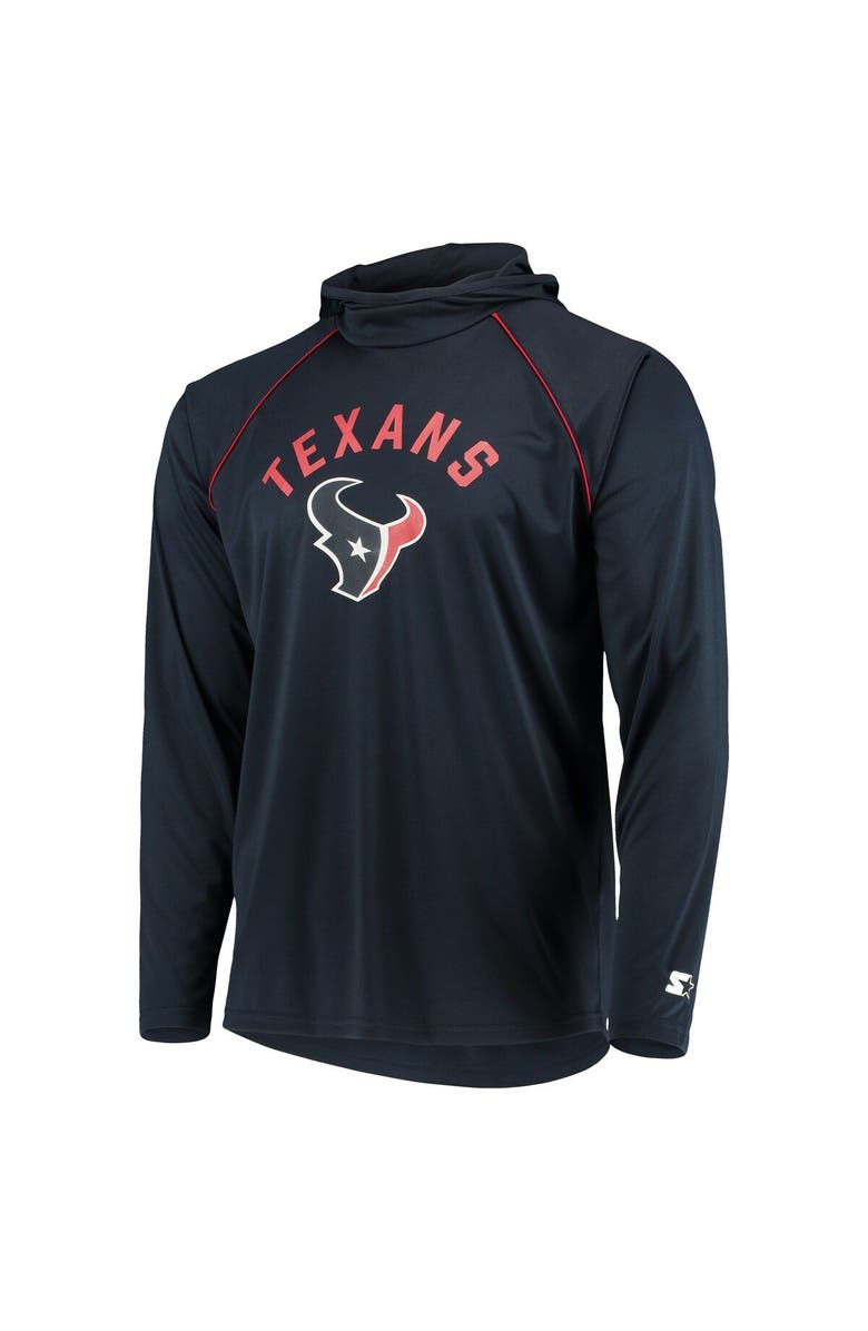 STARTER Men's Starter Navy Houston Texans Raglan Long Sleeve Hoodie T-Shirt, Alternate, color, Navy