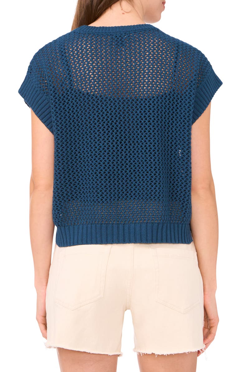 Halogen<sup>®</sup> Open Stitch Cotton Crop Sweater Vest, Alternate, color, Seaport Blue