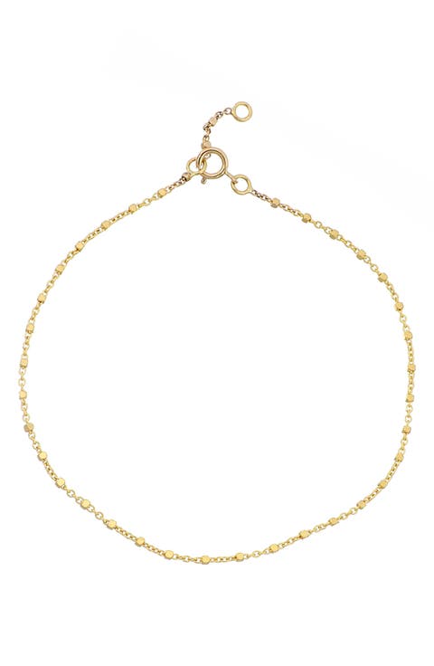 14K Gold Cube Station Bracelet