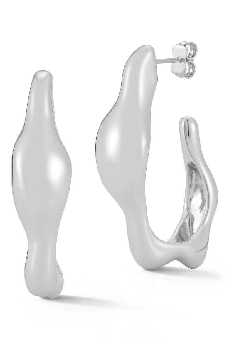 Organic Bold Hoop Earrings, Main, color, SILVER