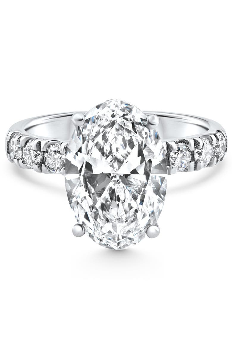 Certified 5.28Ct Oval Diamond Side Halo Engagement Ring 14k Gold Lab Grown, Main, color, 14k White Gold