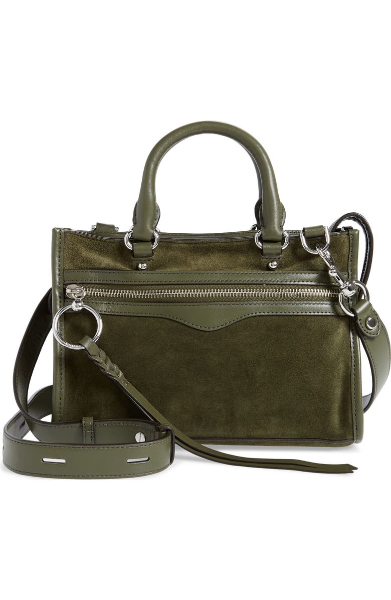 Rebecca Minkoff Micro Bedford Leather Satchel, Main, color, Hunter