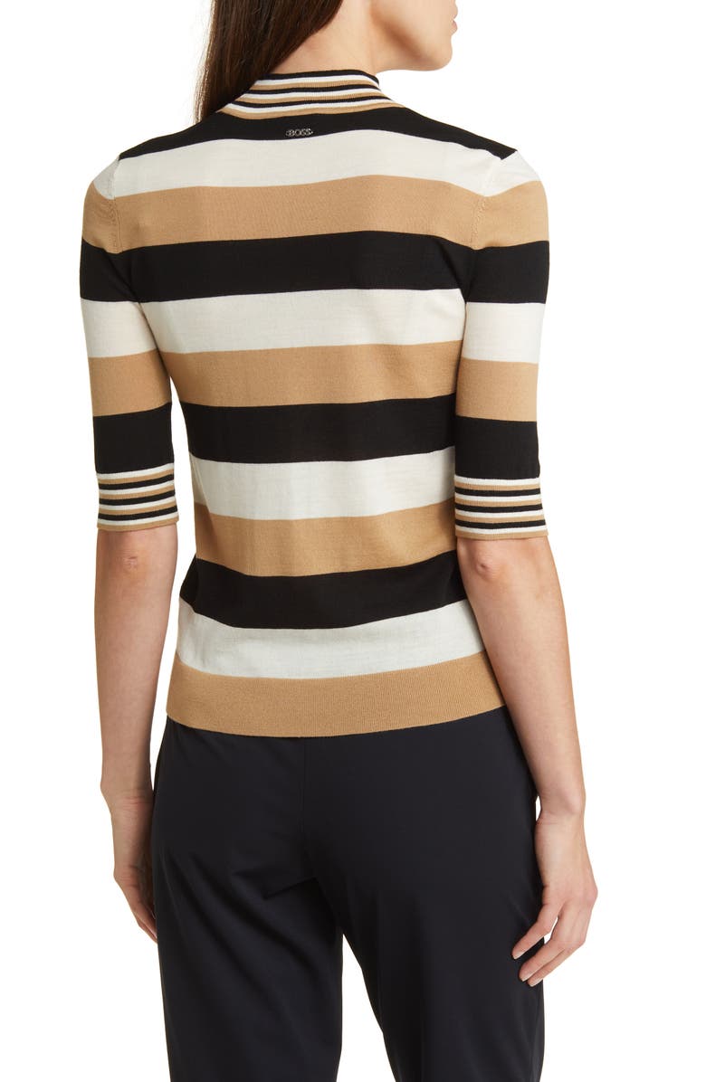 BOSS Fratellina Stripe Wool Mock Neck Sweater, Alternate, color, 
