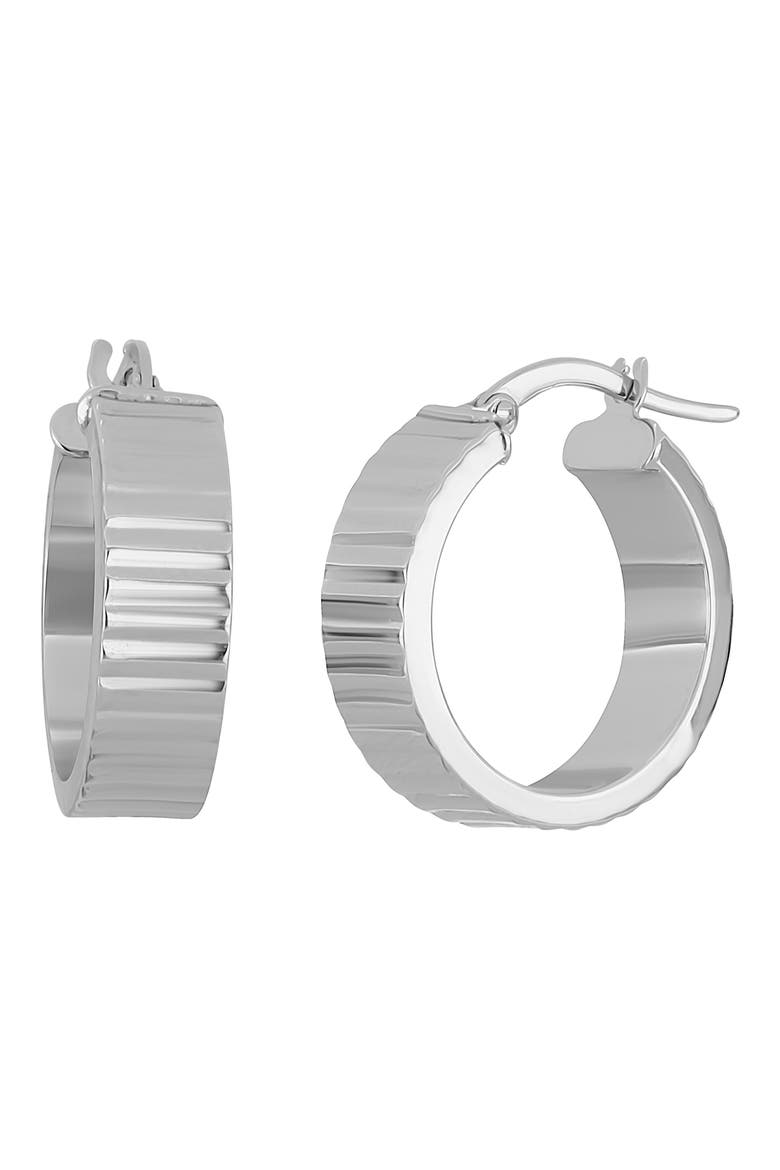 14K Gold Ribbed Hoop Earrings (Nordstrom Exclusive), Main, color, 14K WHITE GOLD