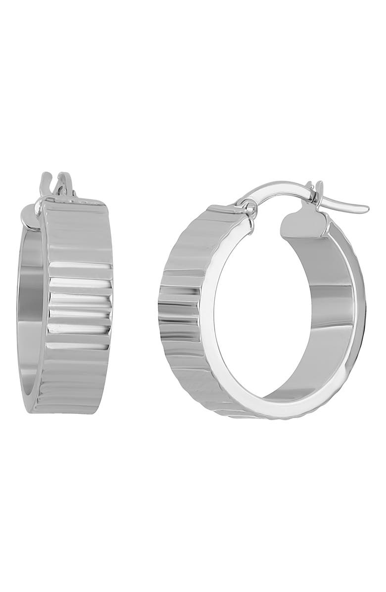 Bony Levy 14K Gold Ribbed Hoop Earrings, Main, color, 14K White Gold