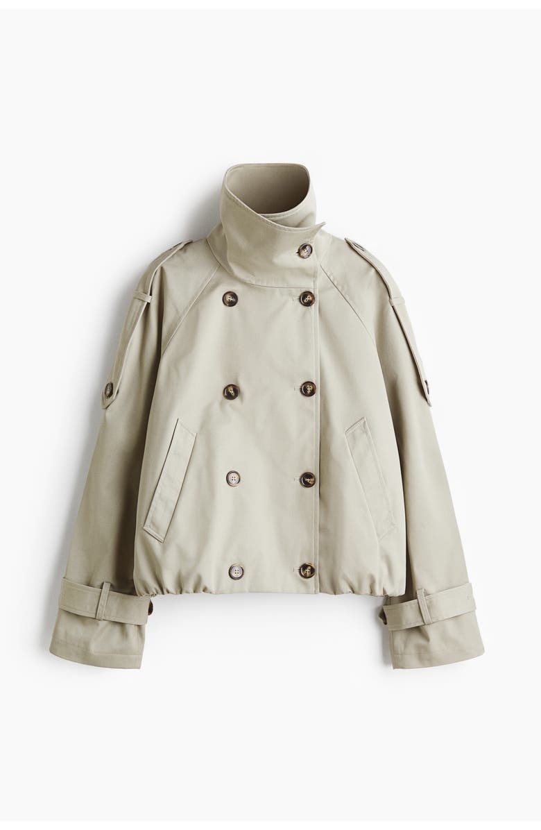 H&M Short trench coat, Alternate, color, Light Taupe