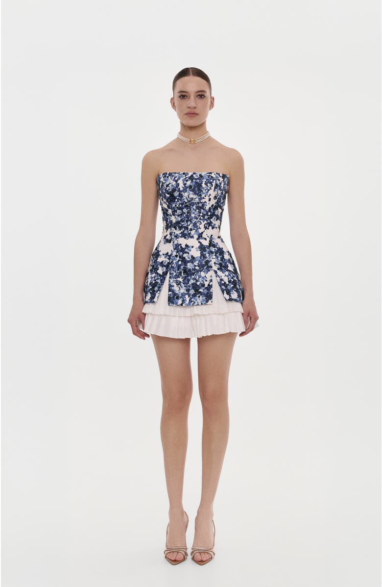 Milla Strapless Mini Dress With Accent Lacing, Alternate, color, Blue Hydrangea