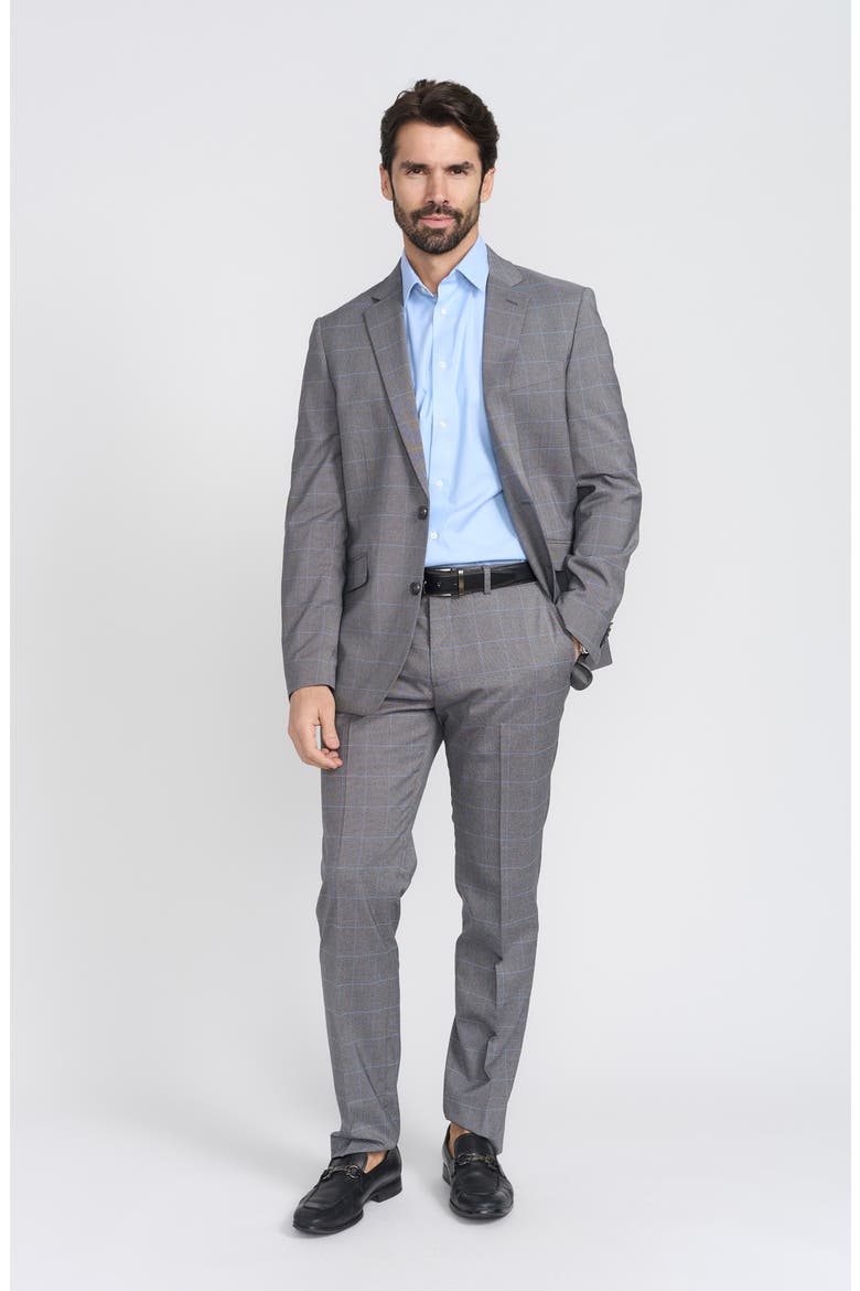 Gray Windowpane Plaid Print Trim-Fit Suit, Alternate, color, GREY
