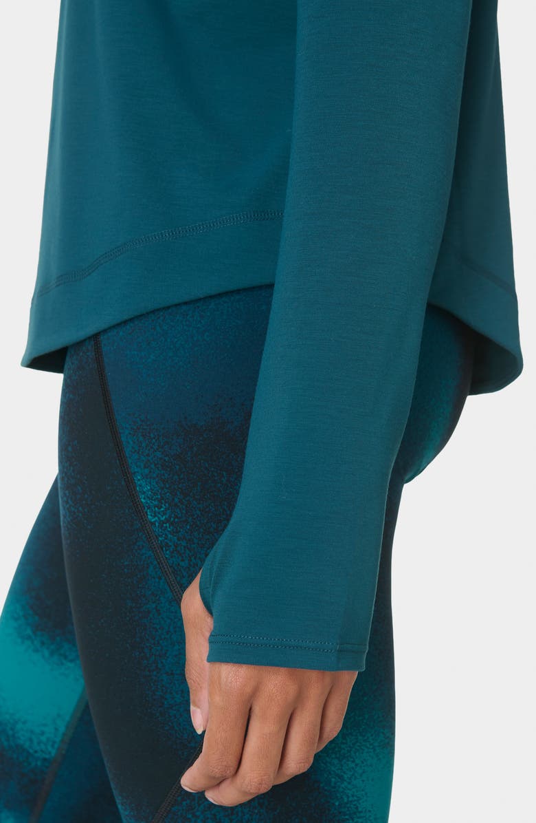 Sweaty Betty Breathe Easy Mesh Inset Long Sleeve T-Shirt, Alternate, color, Deep Green
