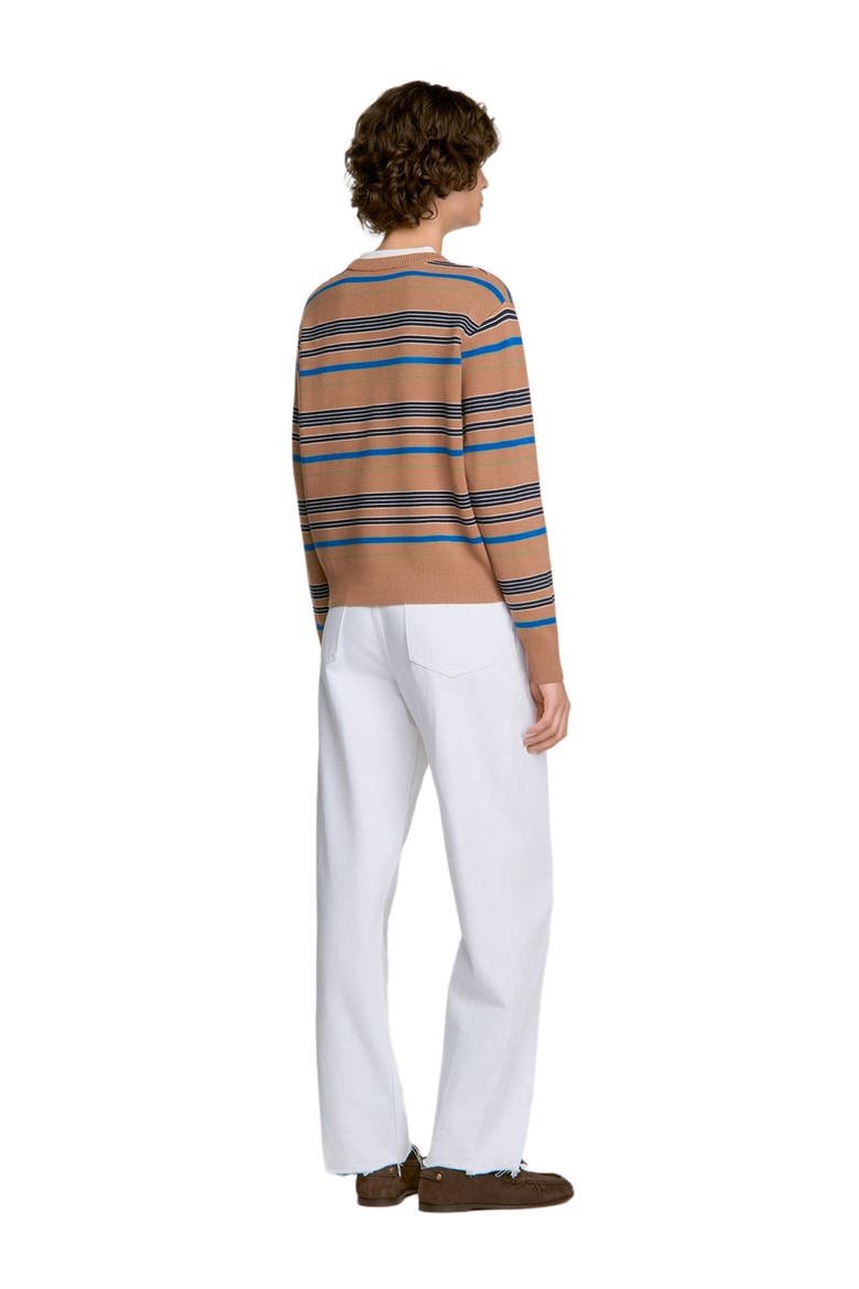 Layered Effect Striped Sweater, Alternate, color, Camel