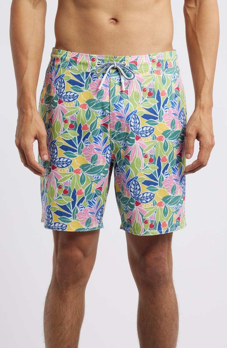 johnnie-O Zest 7-Inch Floral Swim Trunks, Main, color, Lake