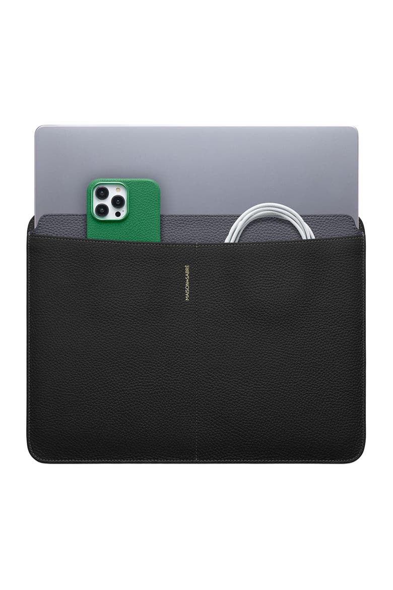 Leather Laptop Sleeve 16 inches, Alternate, color, Black Caviar