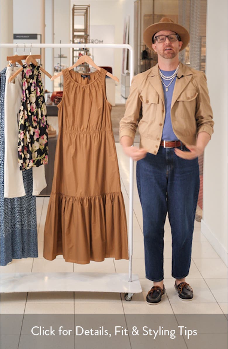 Sleeveless Tiered Cotton Blend Dress, sales video thumbnail