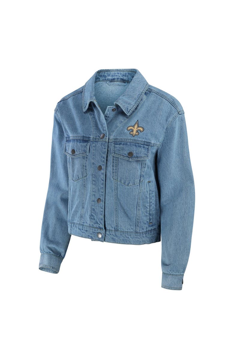 WEAR by Erin Andrews Women's WEAR by Erin Andrews New Orleans Saints Full-Snap Denim Jacket, Alternate, color, 