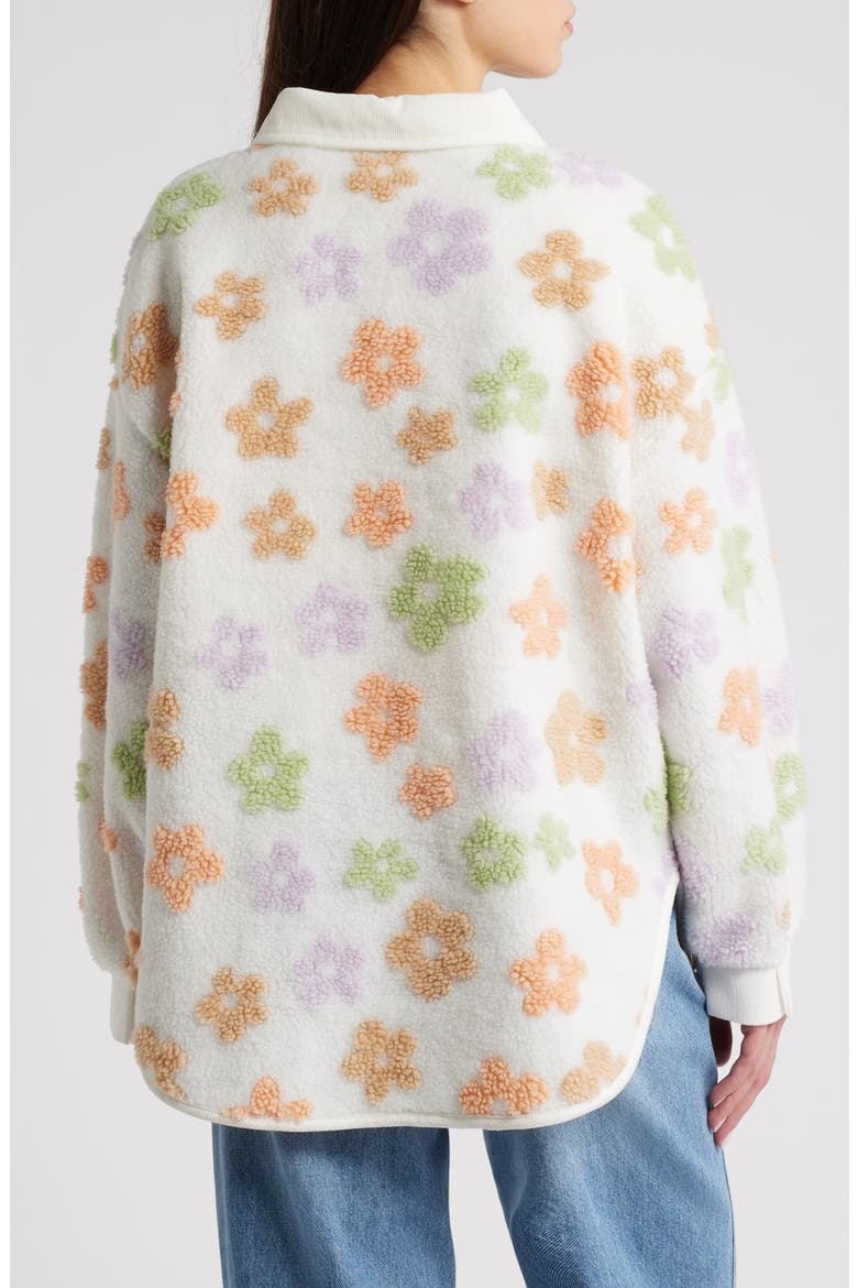 Daisy Floral High Pile Fleece Shacket, Alternate, color, WHITE MULTI FLORAL