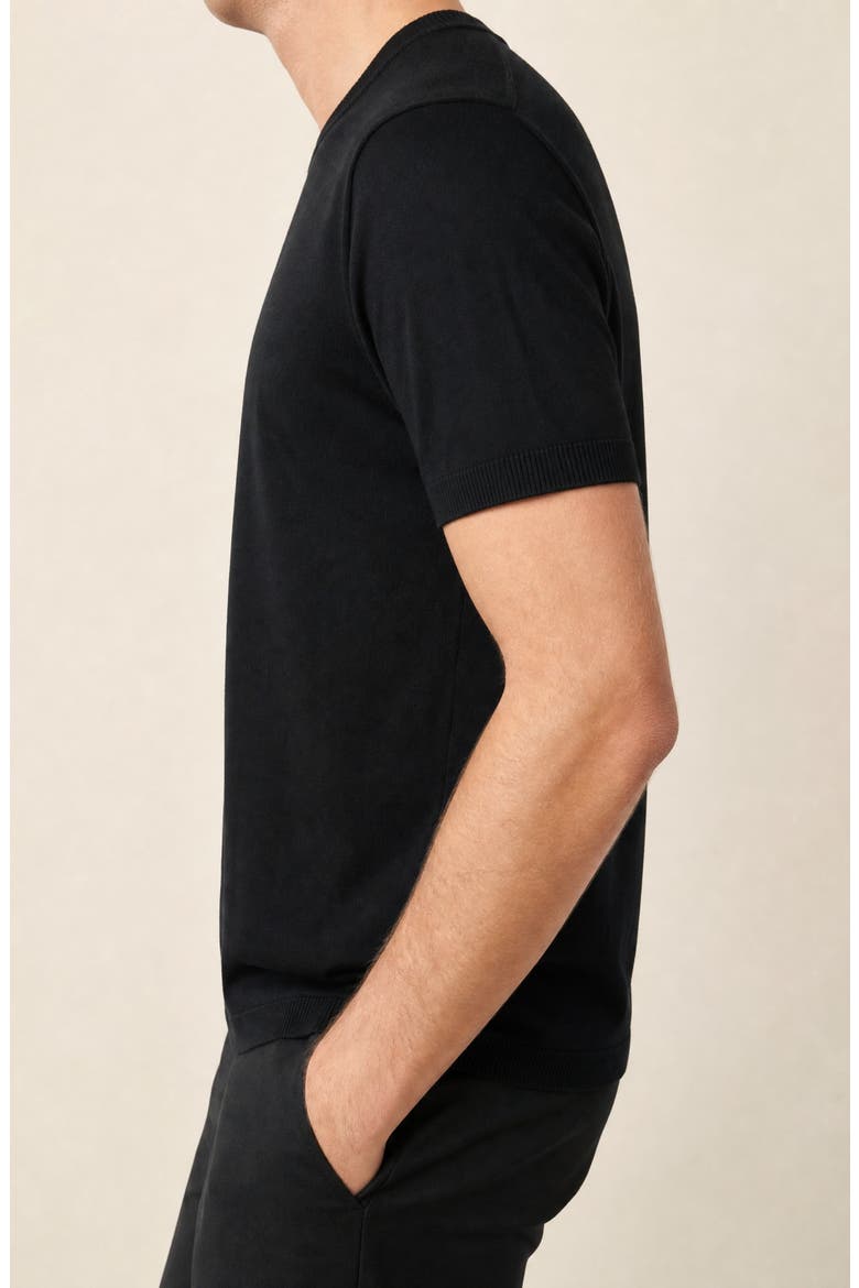 Short Sleeve Knit Crewneck Sweater Tee, Alternate, color, Black