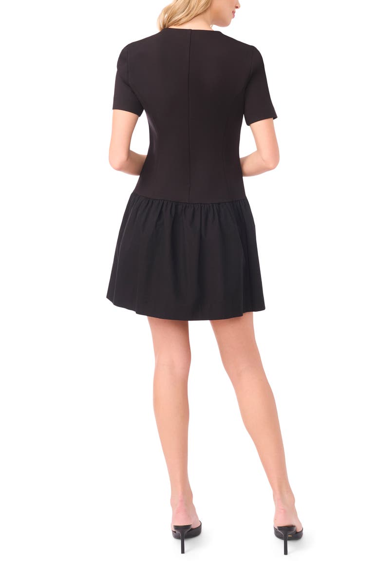 Valentina Mixed Media Minidress, Alternate, color, RICH BLACK