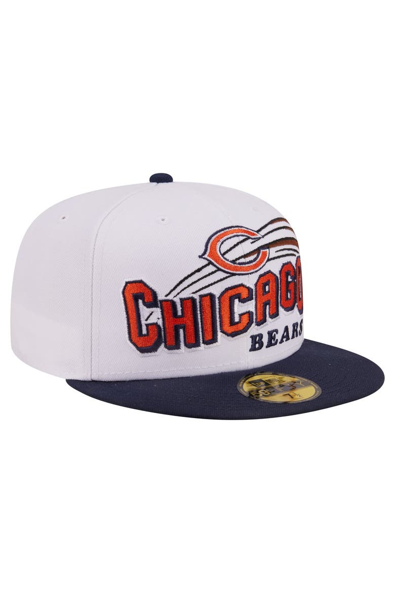 Men's New Era White/Navy Chicago Bears Retro Swoop 59FIFTY Fitted Hat, Main, color, White