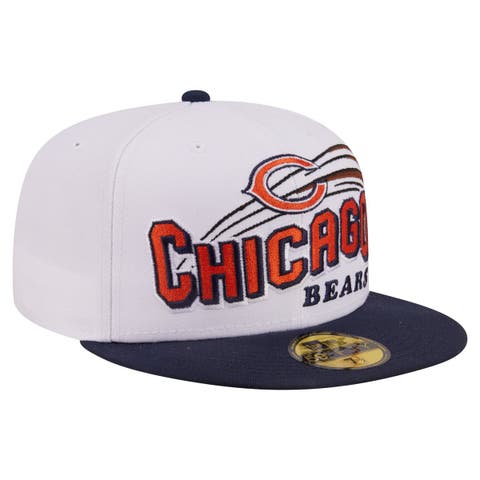 Men's New Era White/Navy Chicago Bears Retro Swoop 59FIFTY Fitted Hat