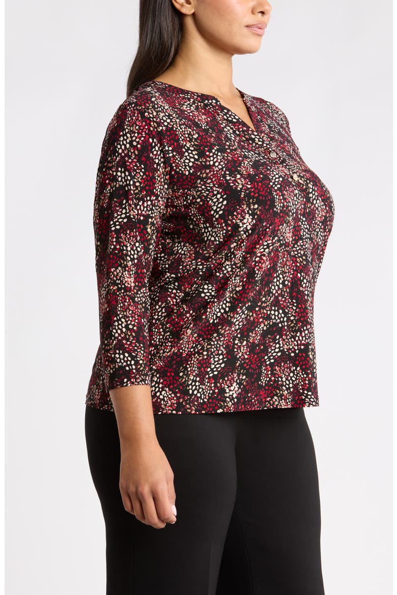 Print Henley Top, Alternate, color, ANNE BLACK MULTI