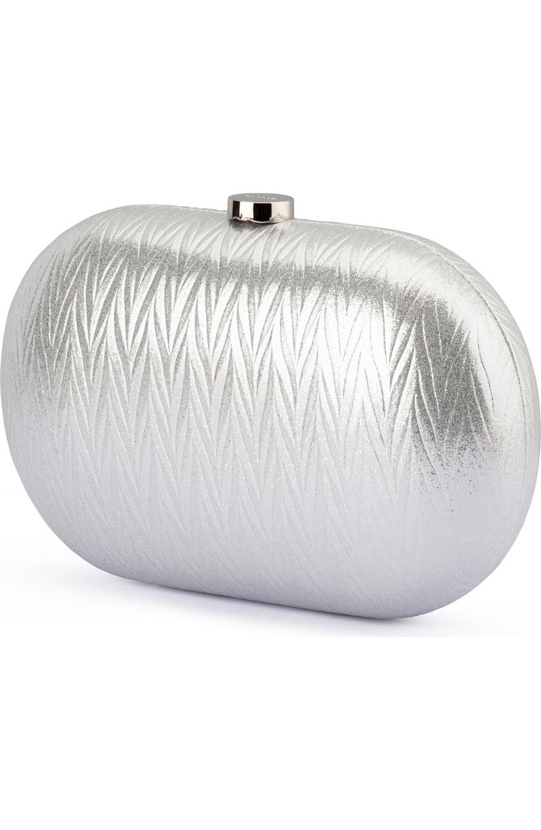 Olga Berg Izza Oval Frame Clutch, Alternate, color, Silver