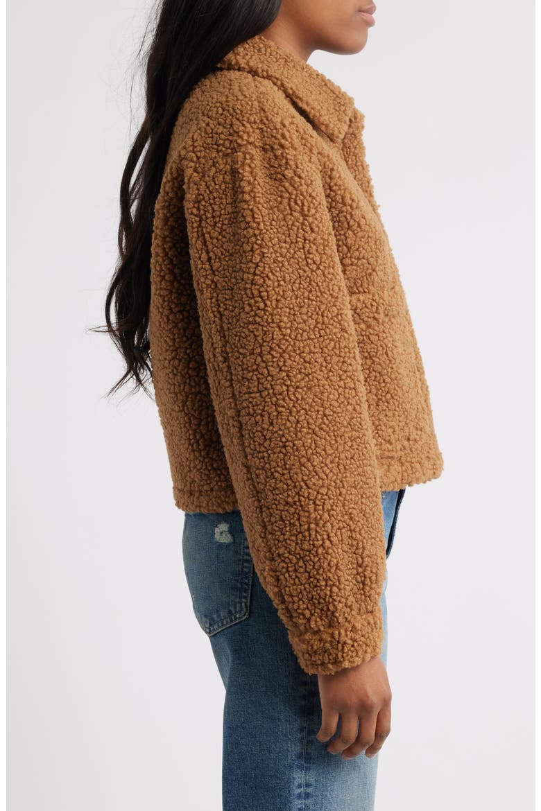 Patch Pocket Faux Fur Crop Jacket, Alternate, color, CAPPUCINO
