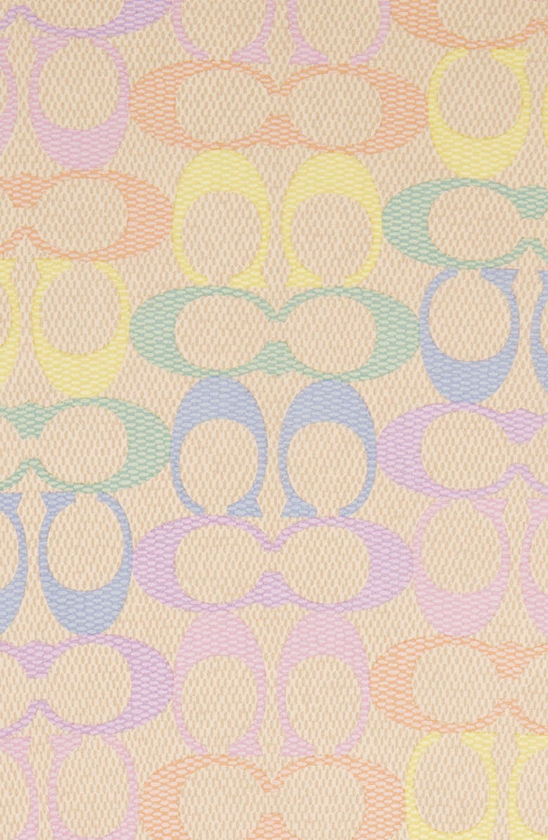 COACH Rainbow Signature C Silk Scarf, Alternate, color, Beige Multi