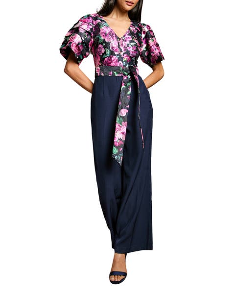 Printed Tiered Sleeve Organza Jumpsuit
