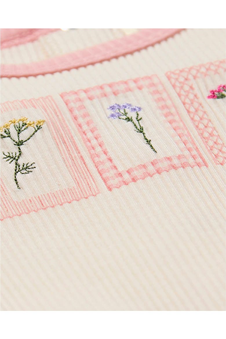 Baby Framed Florals Embroidered Footie, Alternate, color, Pink