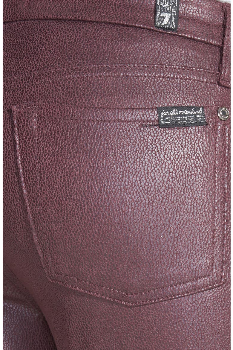 7 For All Mankind® 'The Skinny' Faux Leather Skinny Pants, Alternate, color, BURGUNDY CRACKLE