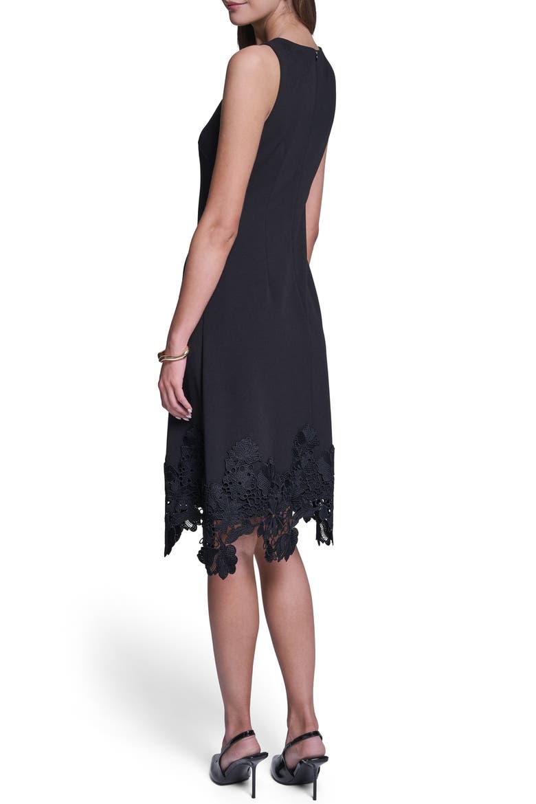 Lace Trim A-Line Dress, Alternate, color, BLACK