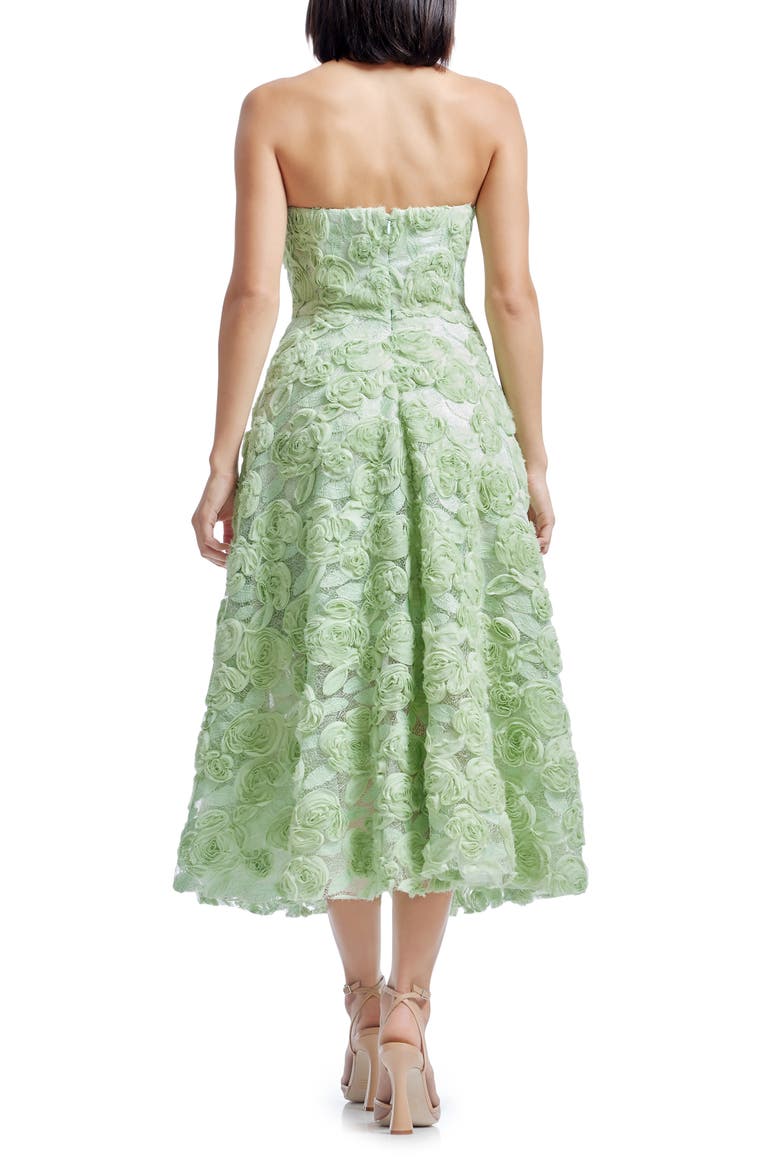 Briella Rosette Strapless Fit & Flare Dress, Alternate, color, SAGE
