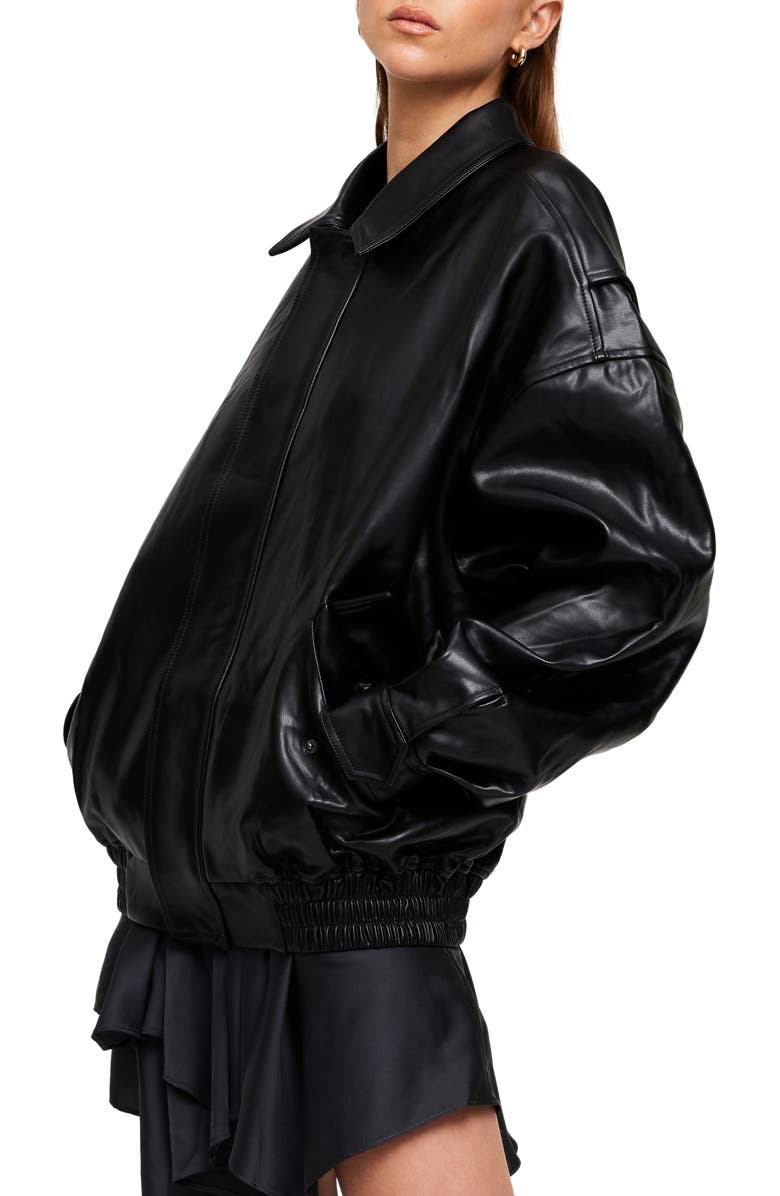 LIONESS Kenny Oversize Faux Leather Bomber Jacket, Alternate, color, 