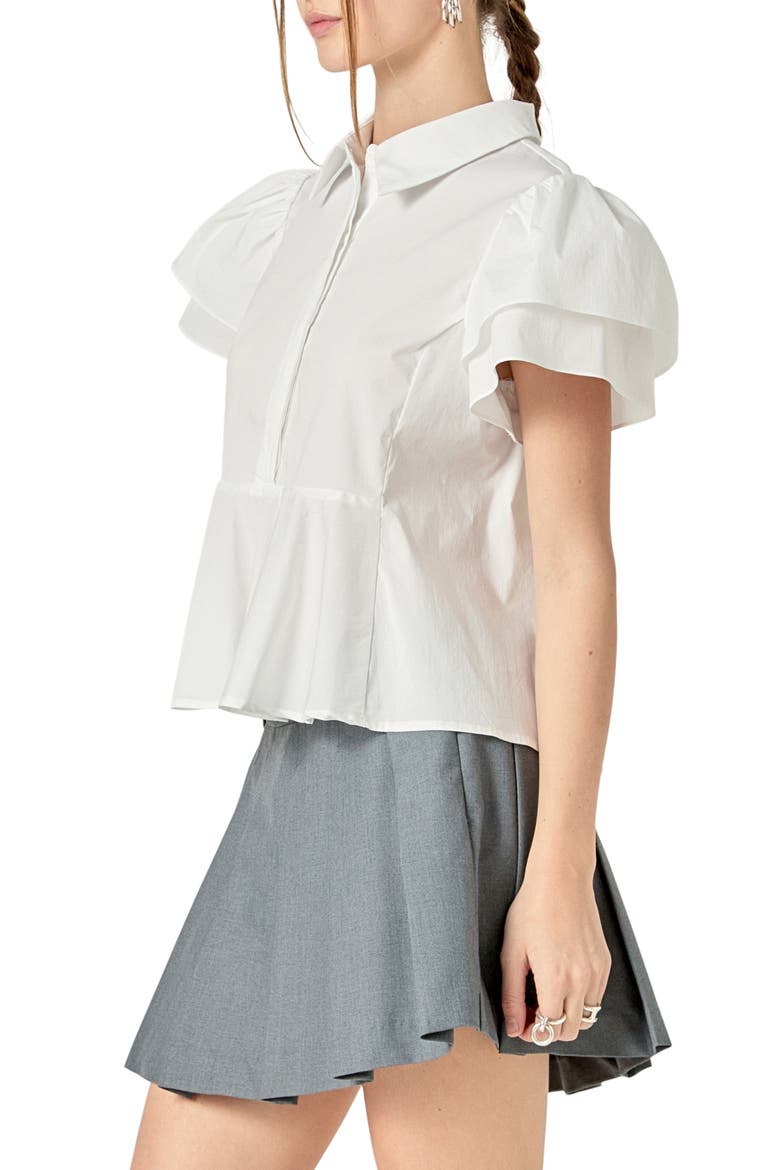 Woven Peplum Shirt, Alternate, color, WHITE